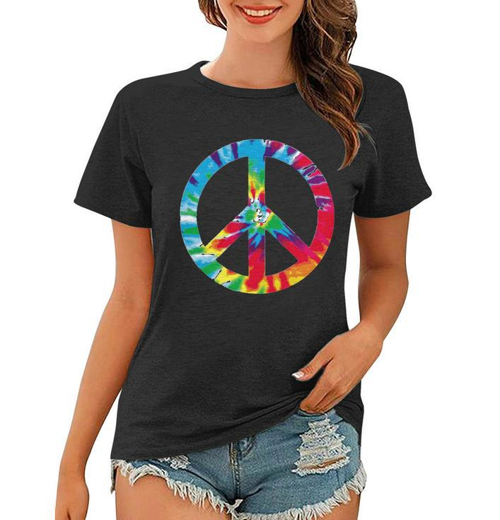 Tie Dye World Peace Sign Tshirt Women T-shirt