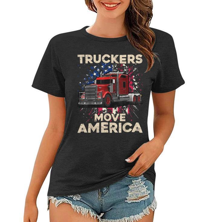 Trucker Truck Driver Trucker American Flag Truck Driver Women T-shirt