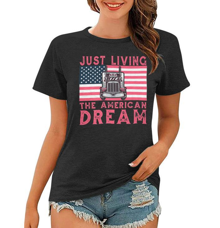 Trucker Woman Trucker Usa Flag For Girl Truck Driver American Truck Women T-shirt