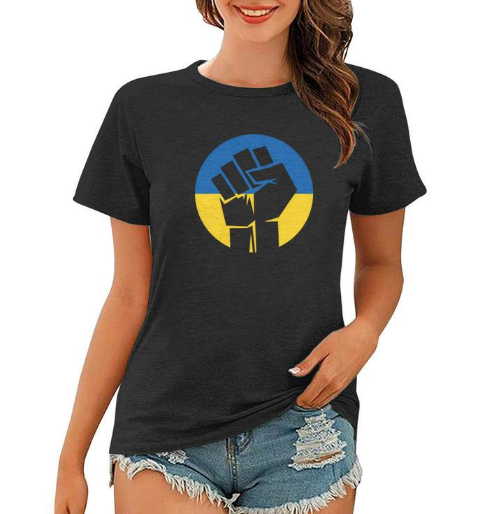 Ukraine Flag Raised Fist Tshirt Women T-shirt