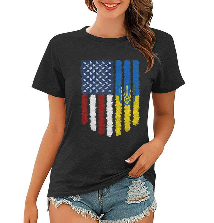 Ukrainian American Flag Ukraine Usa America Women T-shirt
