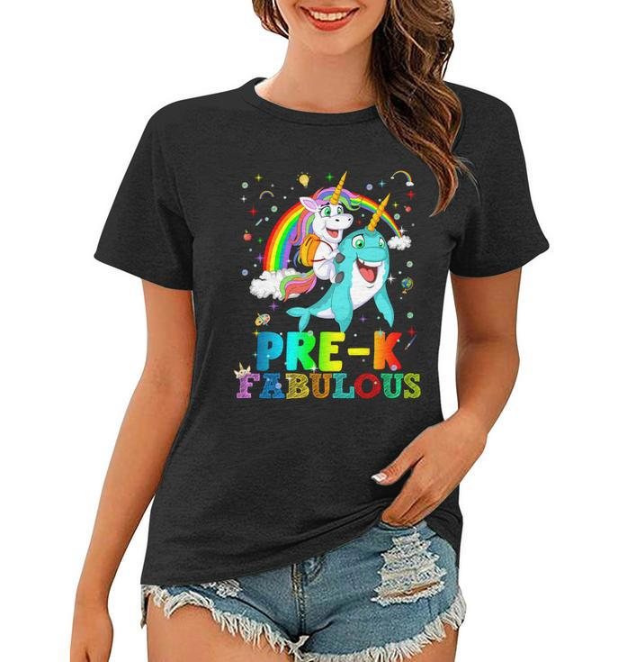 Unicorn Riding Narwhal Prek Fabulous Women T-shirt