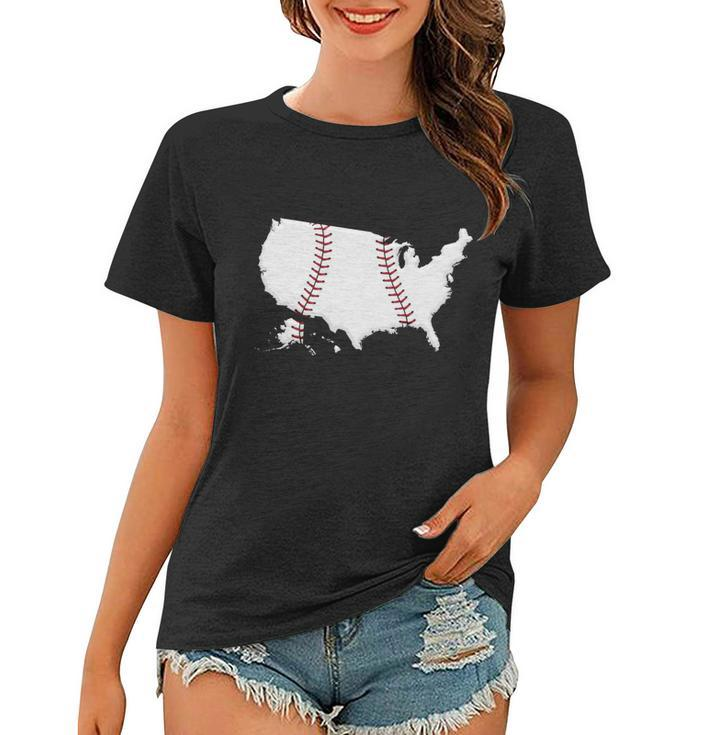 Us Map American Baseball Tshirt Women T-shirt
