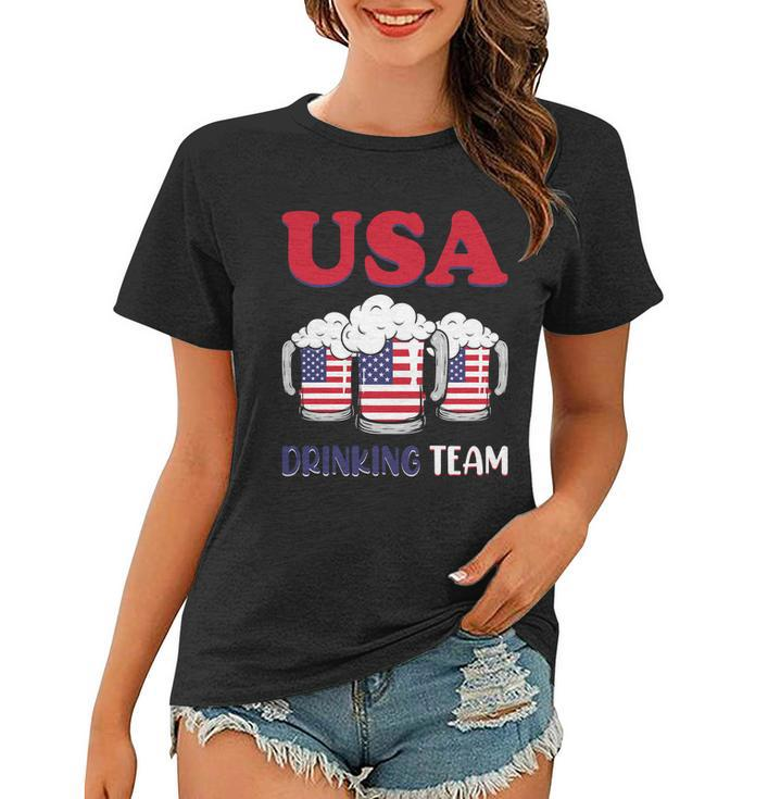 Usa Drinking Team Usa Flag Graphic 4Th Of July Plus Size Shirt Women T-shirt