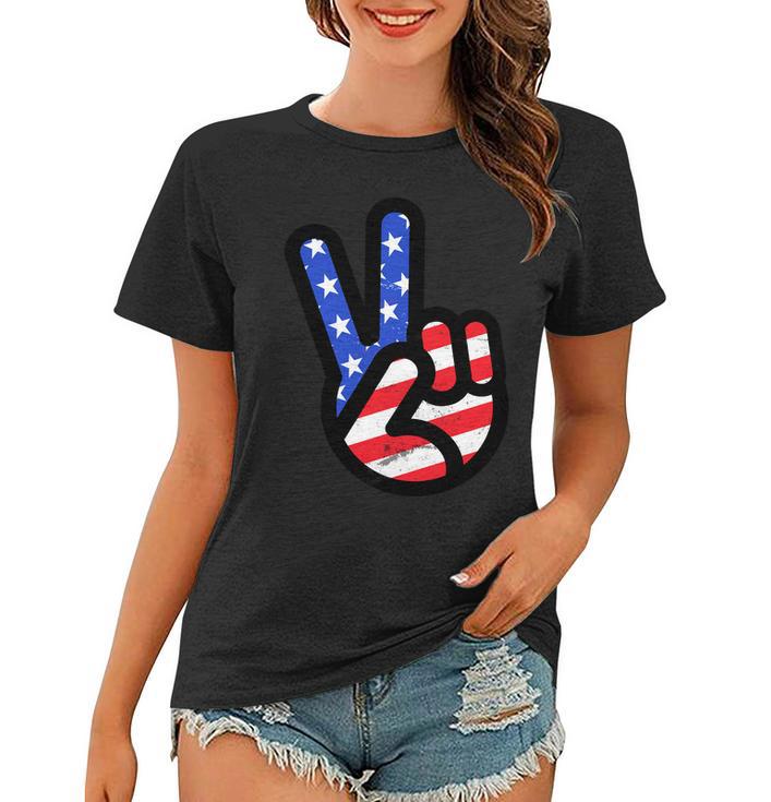 Usa Peace Sign Women T-shirt