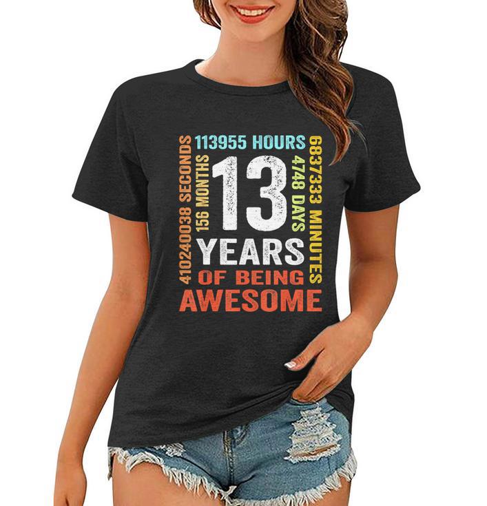 Vintage 13Th Birthday Shirt Gift 13 Years Old Being Awesome Women T-shirt