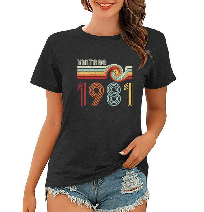 Vintage 1981 Retro Birthday Gift Graphic Design Printed Casual Daily Basic Women T-shirt