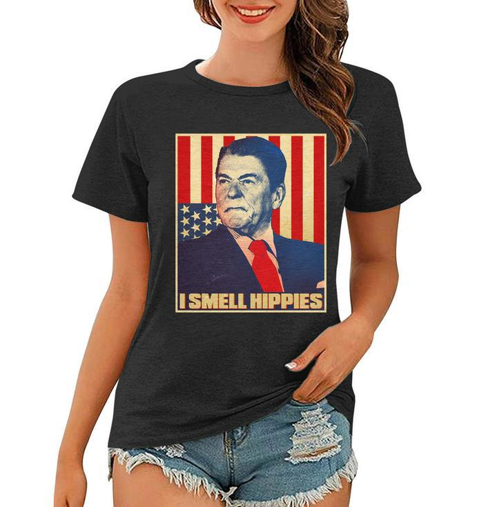 Vintage President Reagan I Smell Hippies Women T-shirt