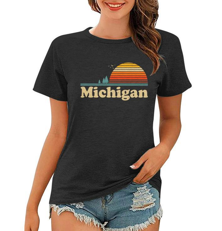 Vintage Retro Michigan Sunset Logo Tshirt Women T-shirt