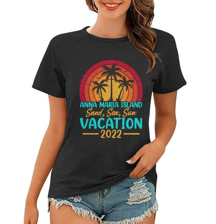 Vintage Sunset Summer Vacation 2022 Anna Maria Island Beach Cool Gift Women T-shirt