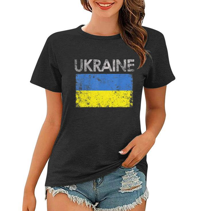 Vintage Ukraine Ukrainian Flag Pride Gift Tshirt Women T-shirt