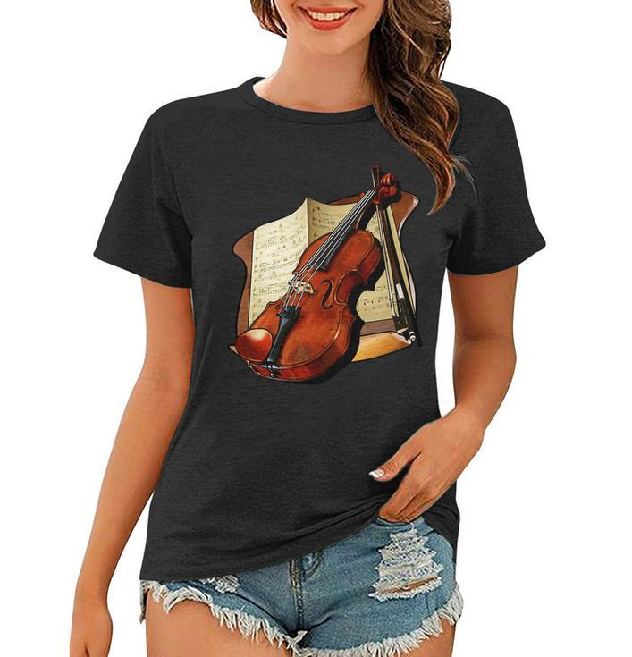 Violin And Sheet Music Women T-shirt