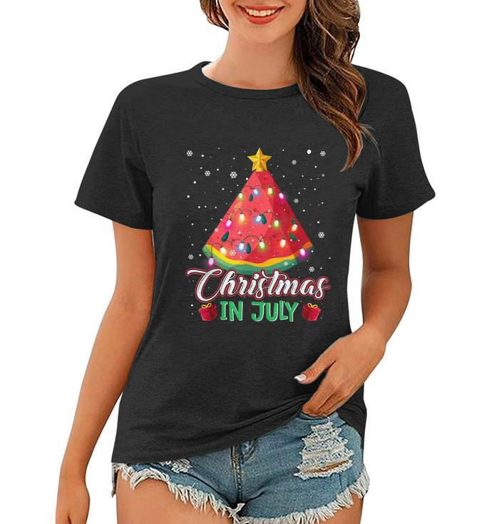 Watermelon Christmas Tree Christmas In July Summer Vacation Women T-shirt