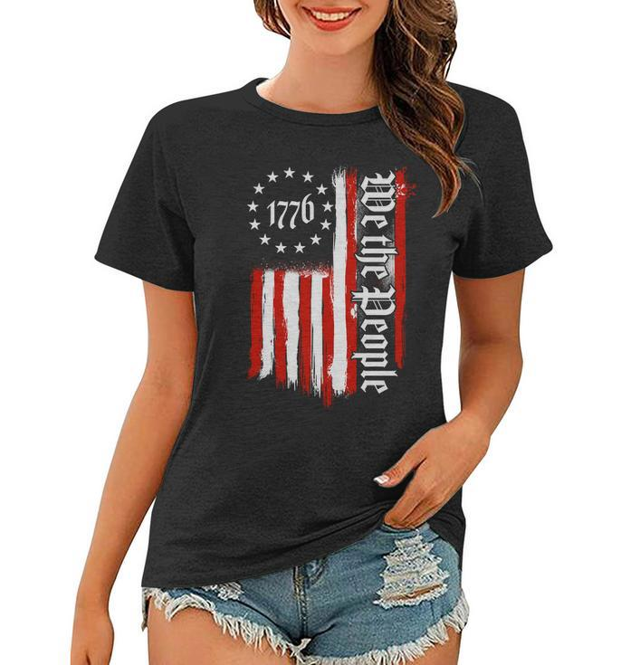 We The People 1776 Distressed Usa American Flag Tshirt Women T-shirt