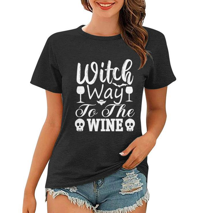 Witch Way To The Wine Halloween Quote V5 Women T-shirt