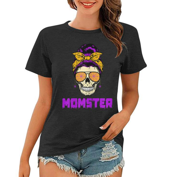 Womens Messy Bun Halloween Costume Monster Mom Momster  Women T-shirt
