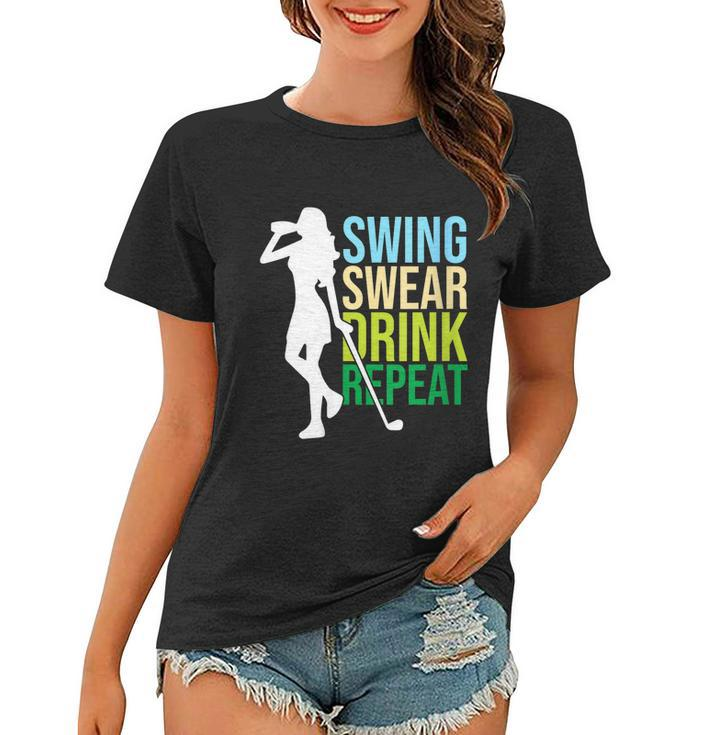 Womens Swing Swear Drink Repeat Love Golf Women T-shirt