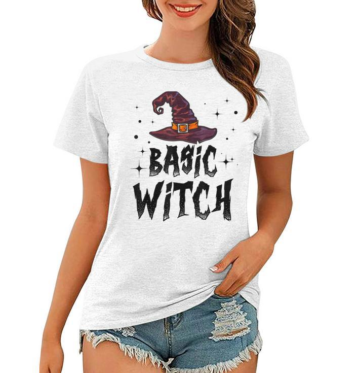 Basic Witch Women Halloween Distressed Witch Hat  Women T-shirt