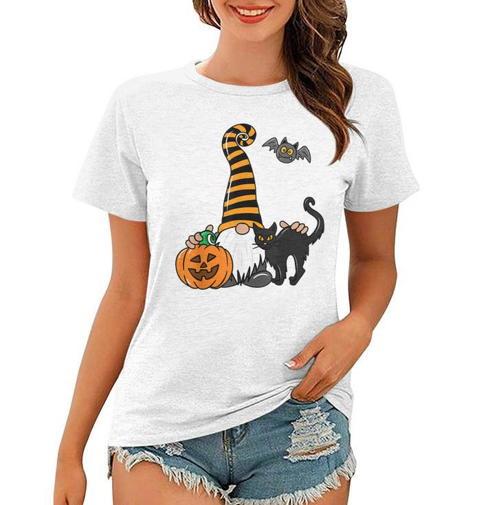 Black Cat Gnome Pumpkin Jack-O-Lantern Bat Halloween Costume  Women T-shirt