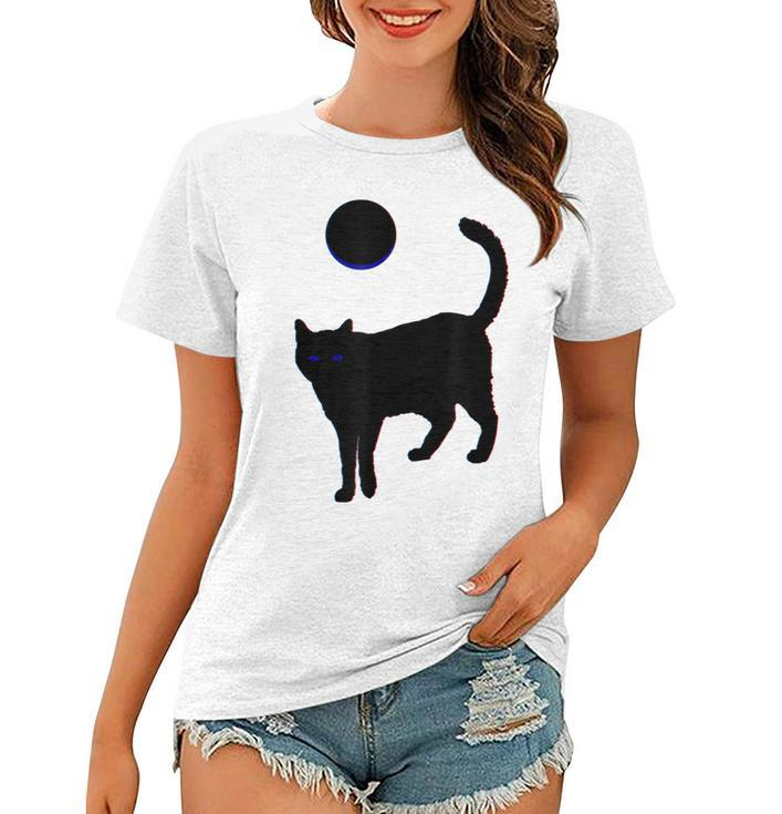 Black Cat Moon Halloween  Women T-shirt