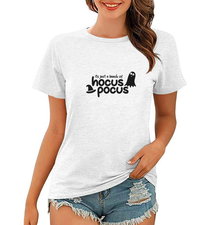 Black White Boo Its Just A Bunch Of Hocus Pocus Halloween Women T-shirt