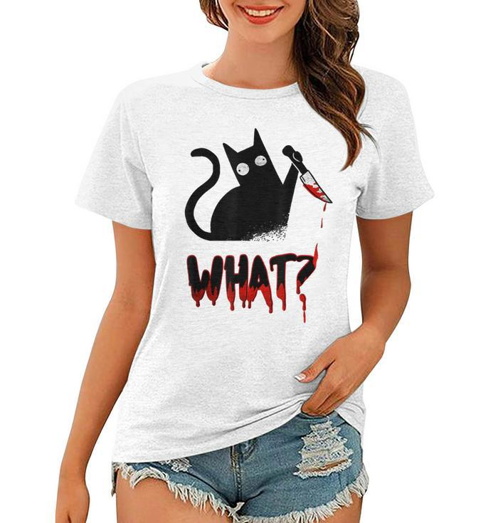 Cat What Murderous Black Cat With Knife Halloween Costume  Women T-shirt
