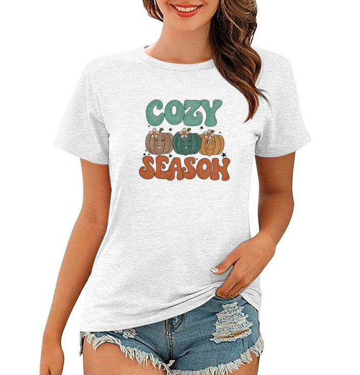 Cozy Season Sweater Season Pumpkins Fall Women T-shirt