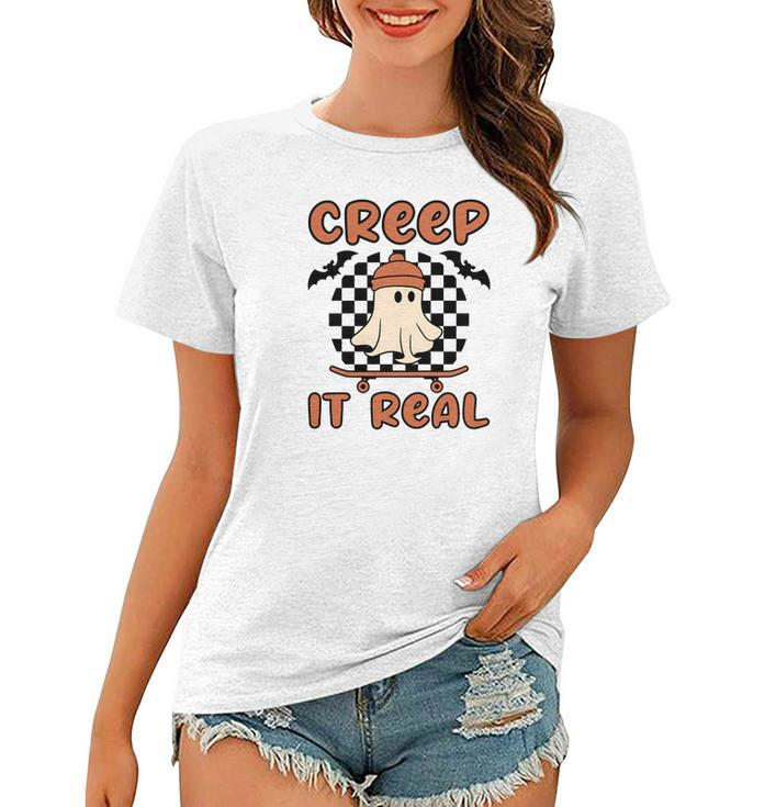 Creep It Real Boo Skateboarding Caro Halloween Women T-shirt