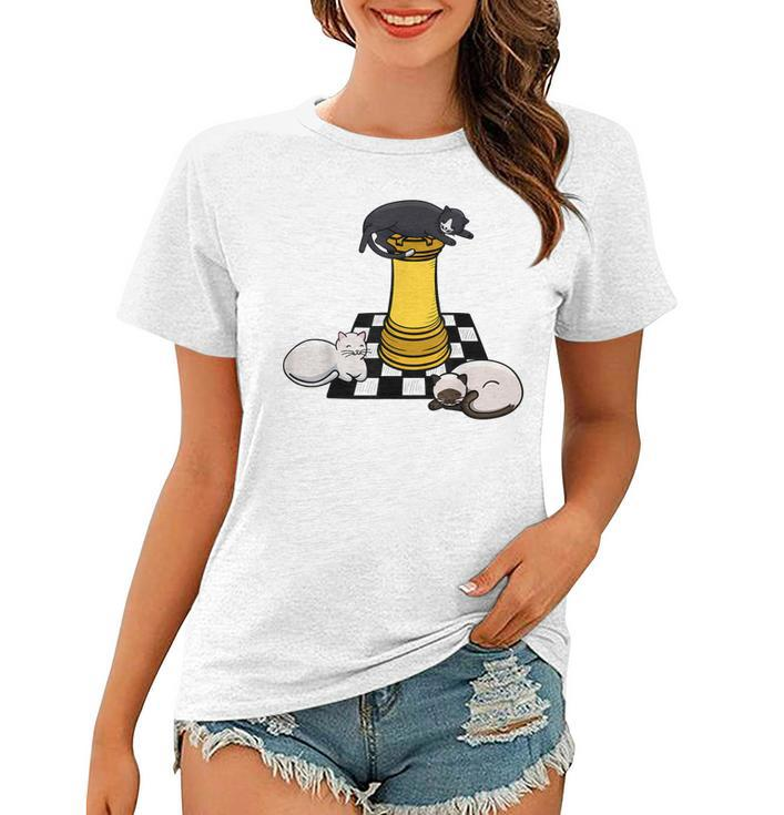 Cute Chess Cat T  Manga Style  For Chess Player  Women T-shirt