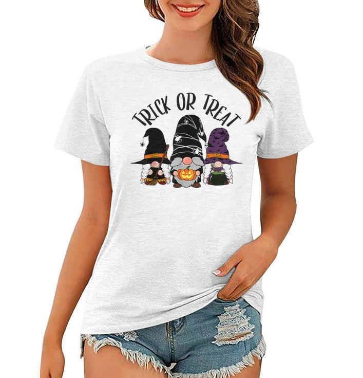 Cute Witch Gnomes Halloween Garden Gnome Trick Or Treat  Women T-shirt