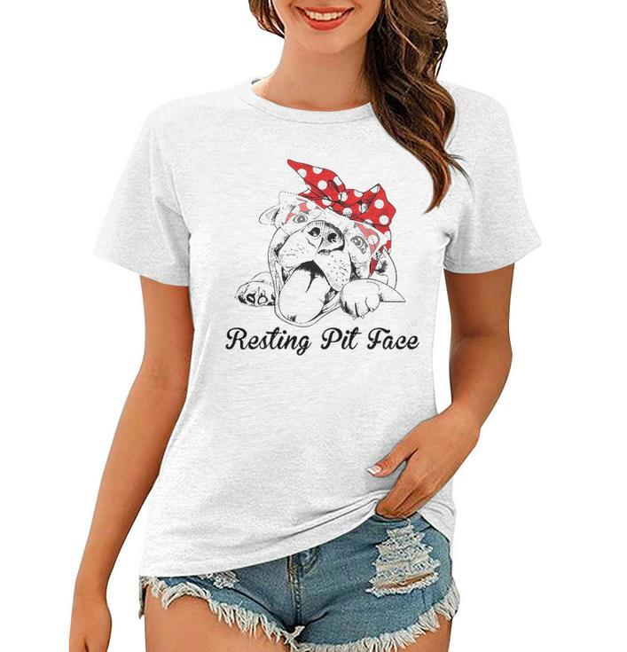 Dog Pitbull Resting Pit Face For Dogs  Women T-shirt
