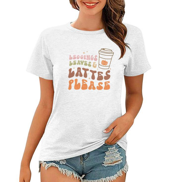 Fall Retro Leggings Leaves And Lattes Please Pumpkin Spice Women T-shirt