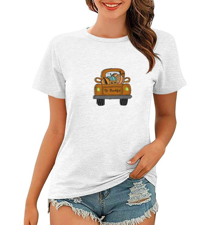 Fall Truck Be Thankful Pumpkins Women T-shirt
