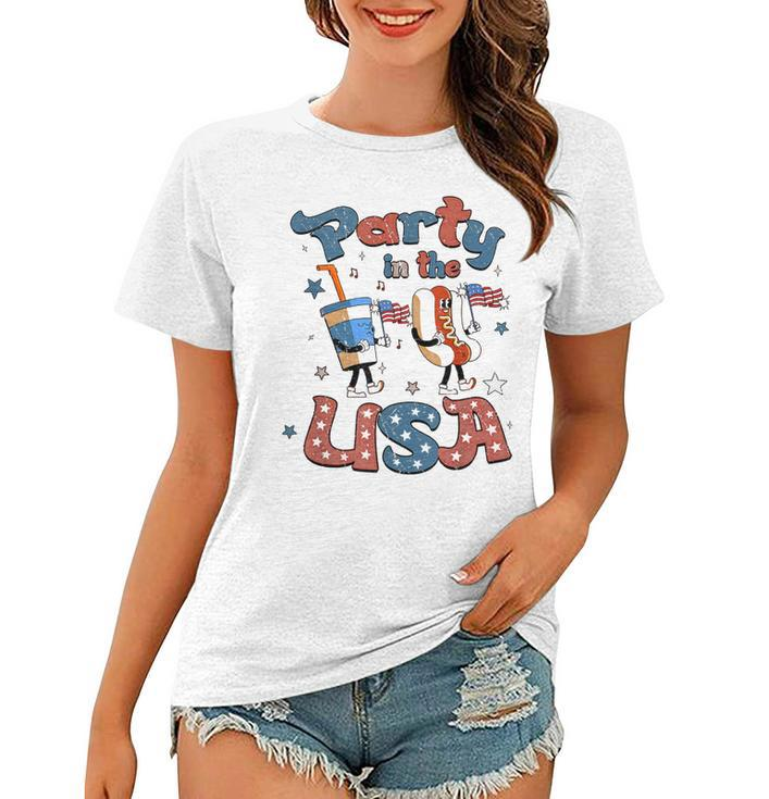 Funny Party In The Usa 4Th Of July Hot Dog Patriotic Kid  V2 Women T-shirt