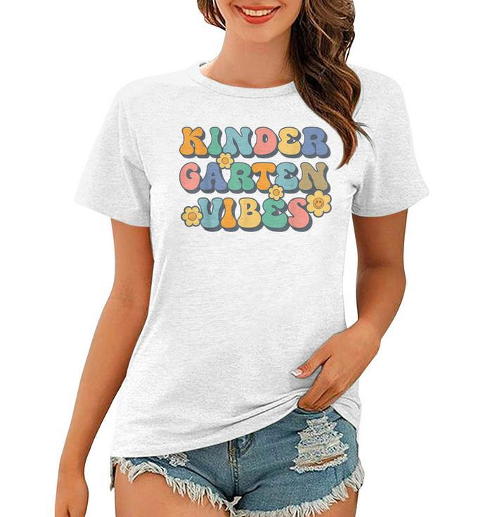 Groovy Hello Kindergarten Vibes Retro Teacher Back To School  V2 Women T-shirt