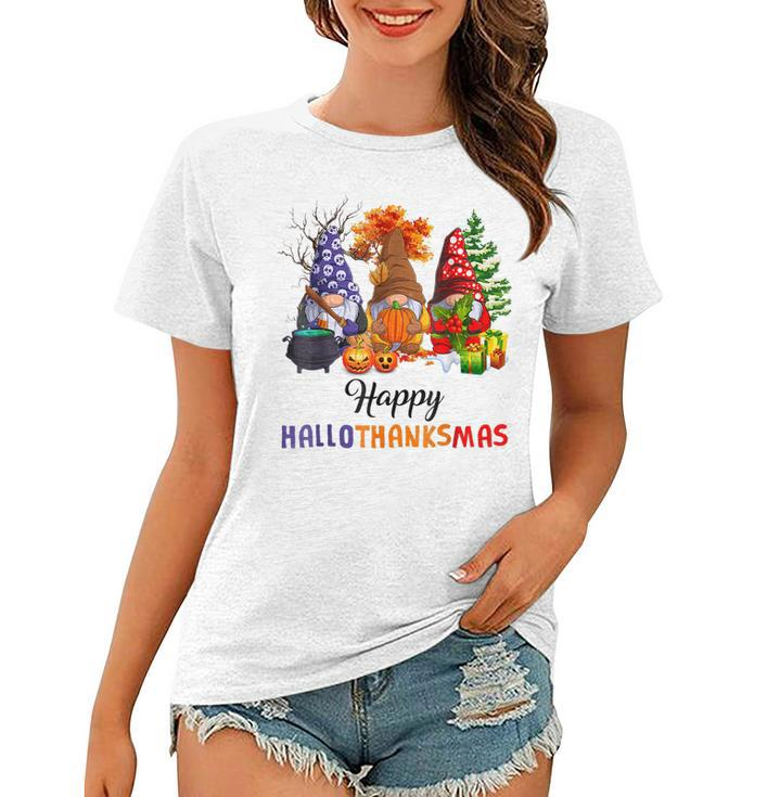 Halloween Thanksgiving Christmas Happy Hallothanksmas Gnomes  V11 Women T-shirt