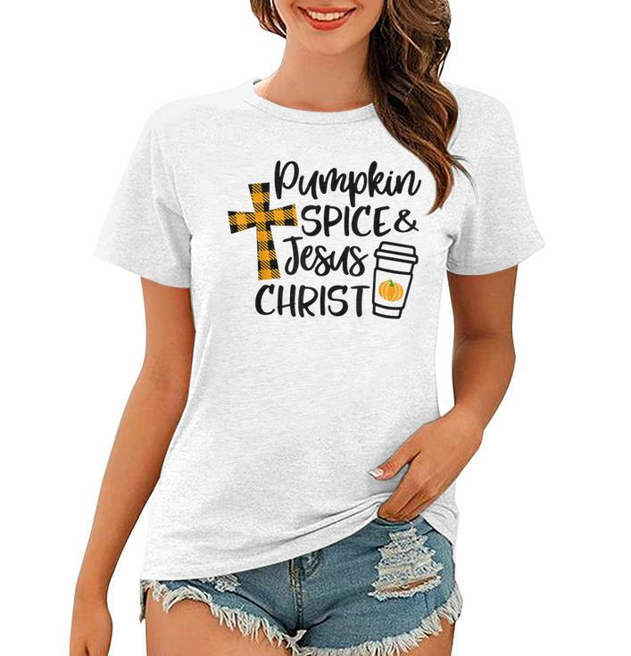 Hello Fall Pumpkin Spice & Jesus Christ Fall Christian Gift  Women T-shirt