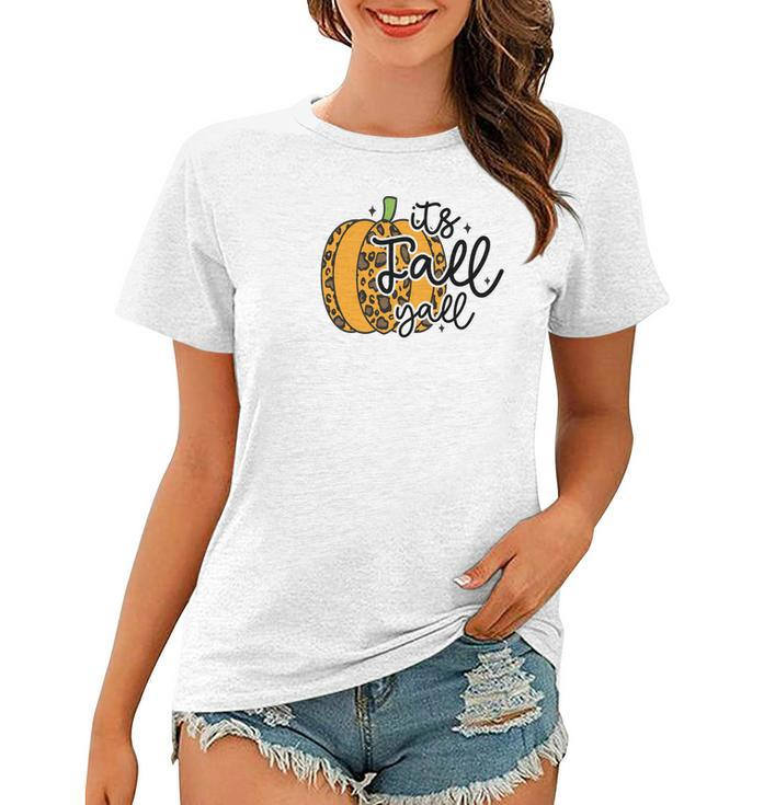 Its Fall Yall Leopard Pumpkin Women T-shirt
