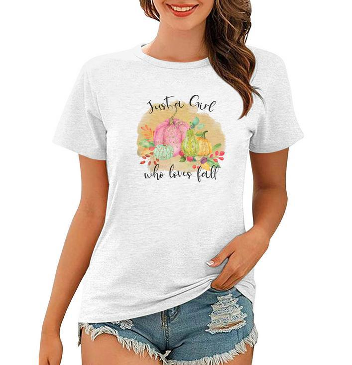 Just A Girl Who Loves Fall Colorful Gift Women T-shirt