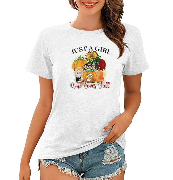 Just A Girl Who Loves Fall Pumpkin Flowers Women T-shirt