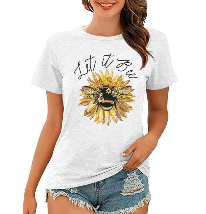Let It Be  Bee Sunflower  For Women Summer Tops  Women T-shirt