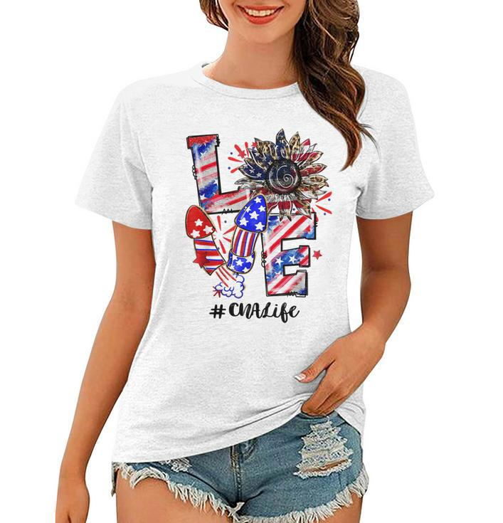 Love Sunflower Leopard Fireworks Cna Life 4Th Of July  Women T-shirt