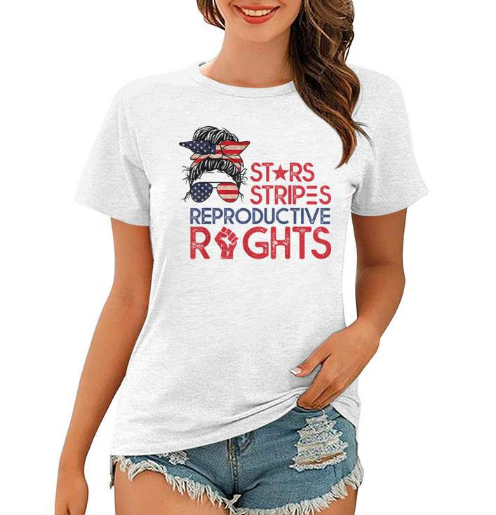 Messy Bun American Flag Pro Choice Star Stripes Equal Right  V2 Women T-shirt