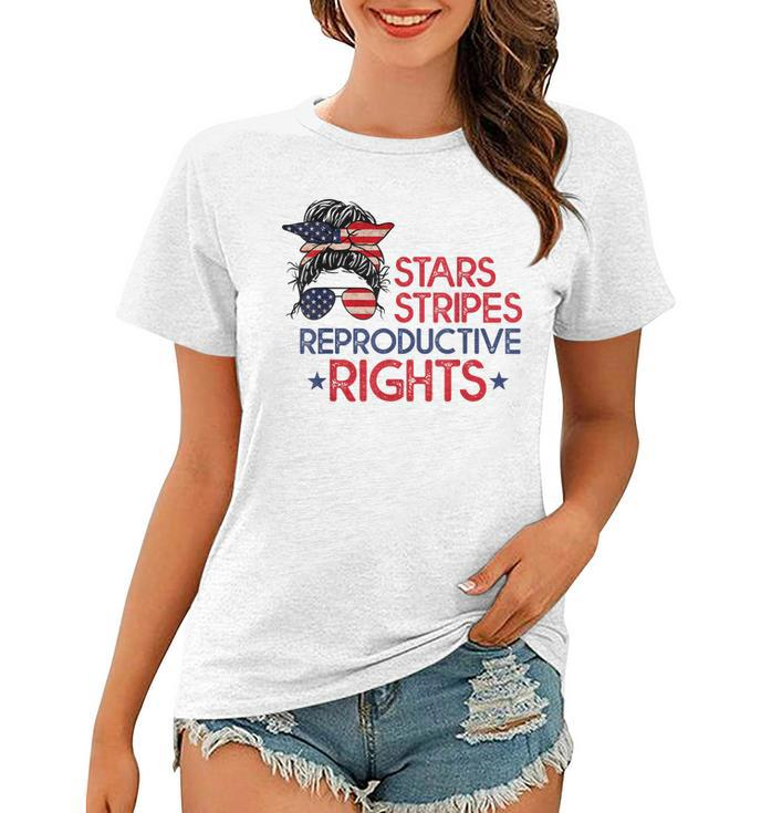 Messy Bun American Flag Pro Choice Star Stripes Equal Right  Women T-shirt