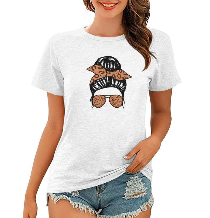 Messy Bun Cool Girl Pumpkin Fall Season Women T-shirt