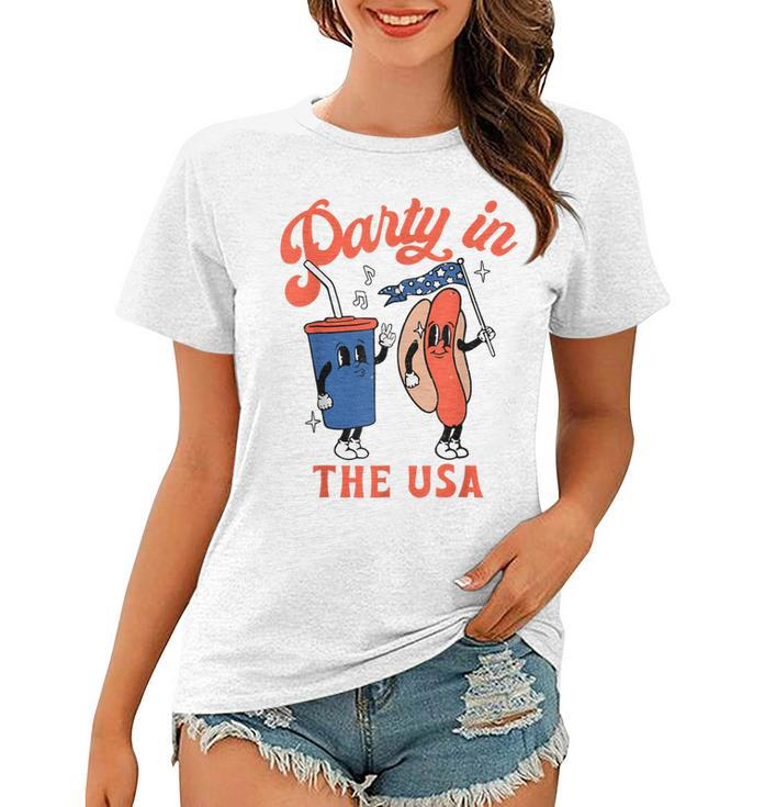 Party In The Usa  Hot Dog Kids Funny Fourth Of July  Women T-shirt
