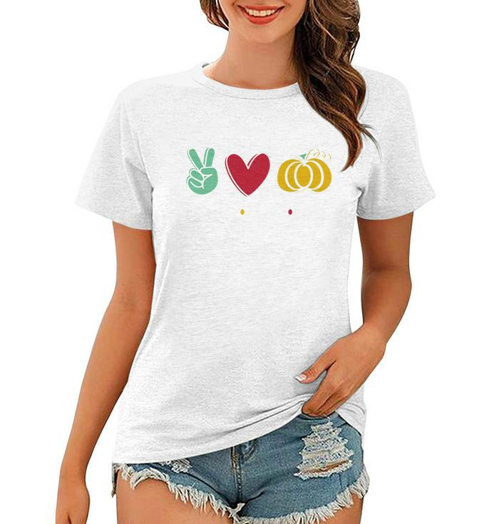 Peace Love Fall Cute Graphic Design Printed Casual Daily Basic Women T-shirt