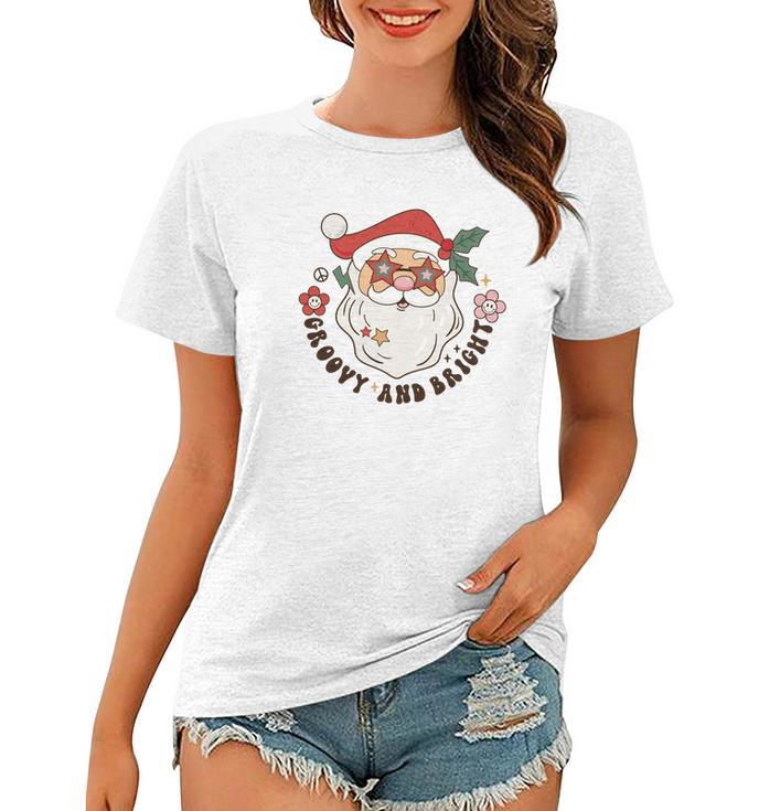 Retro Christmas Groovy And Bright Santa Women T-shirt