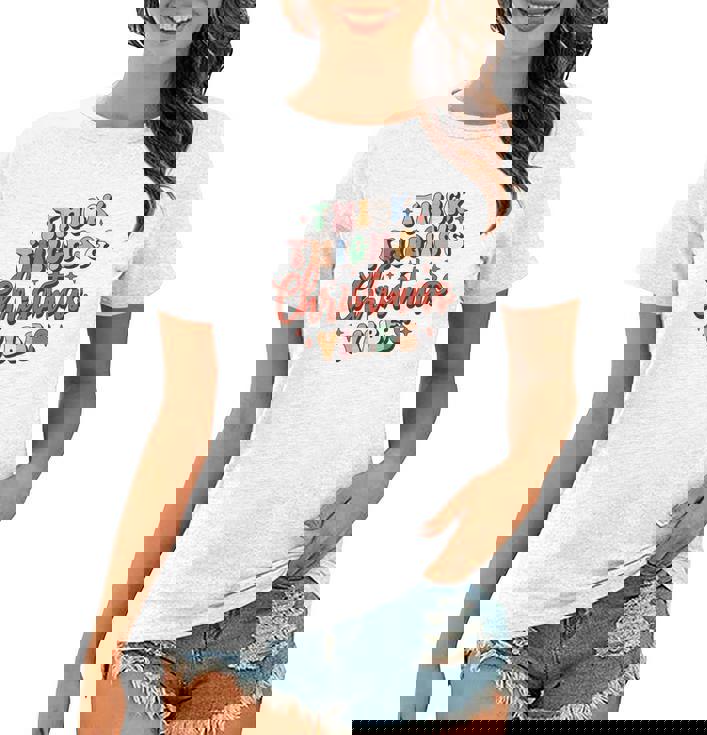 Retro Christmas Thick Thighs And Holiday Vibes Women T-shirt