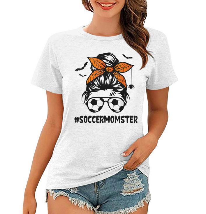 Soccer Momster  For Women Halloween Mom Messy Bun Hair  Women T-shirt